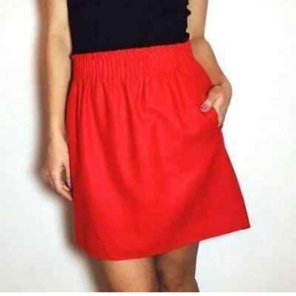 J. Crew Red Crinkle City Mini Skirt